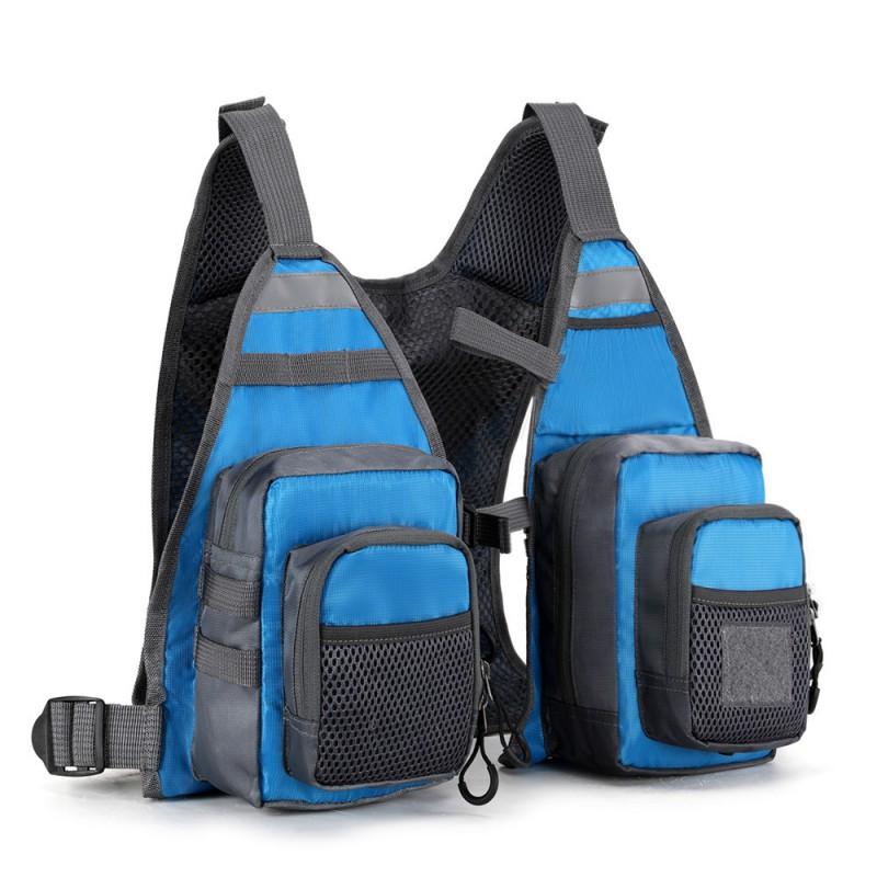 Multi-Pocket Fishing Vest Adults Fly Kayaking Lightweight Utility D98 Blue