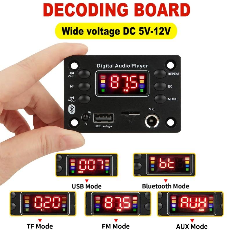 Płytka dekodera MP3 Bluetooth 5.0 DC 5V 12V Hands-free Car Audio Mikrofon USB TF Radio FM Odtwarzacz Muzyki MP3 Głośnik Z Pilotem