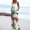 Women's Christmas Print Solid Wide Leg Strapless Tank Pocket Casual Onesie