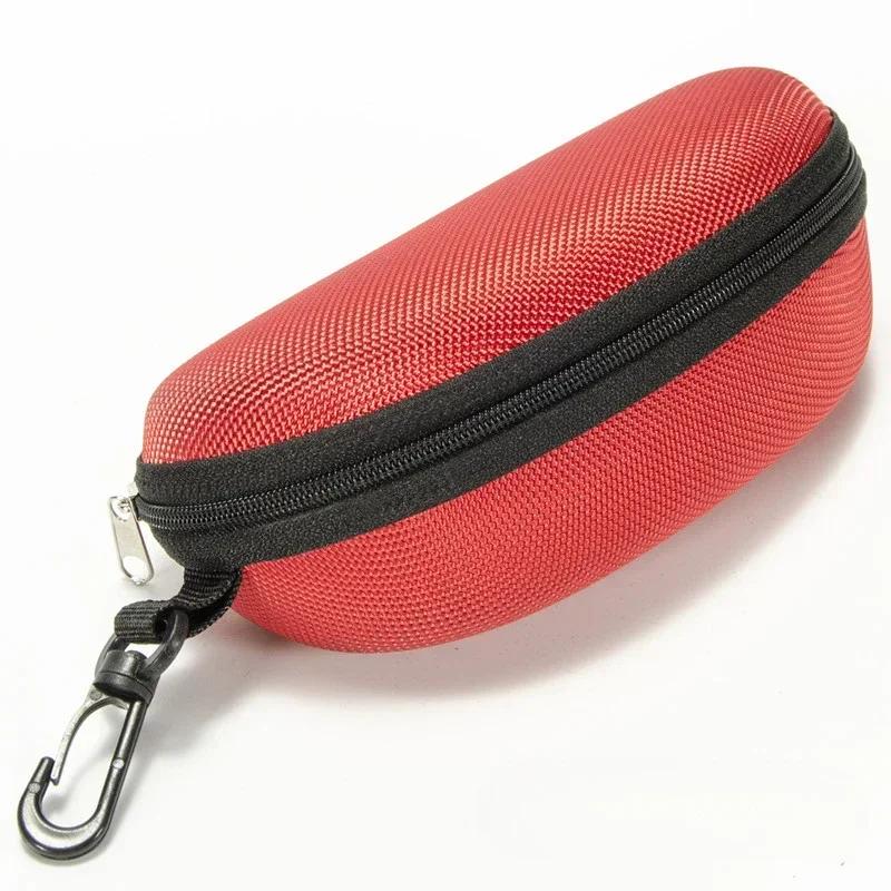 1pc Portable Sunglasses Case Protector Oxford Cloth Hard EVA Zippered Eyeglasses Case with Carabiner Unisex Eyewear Accessories