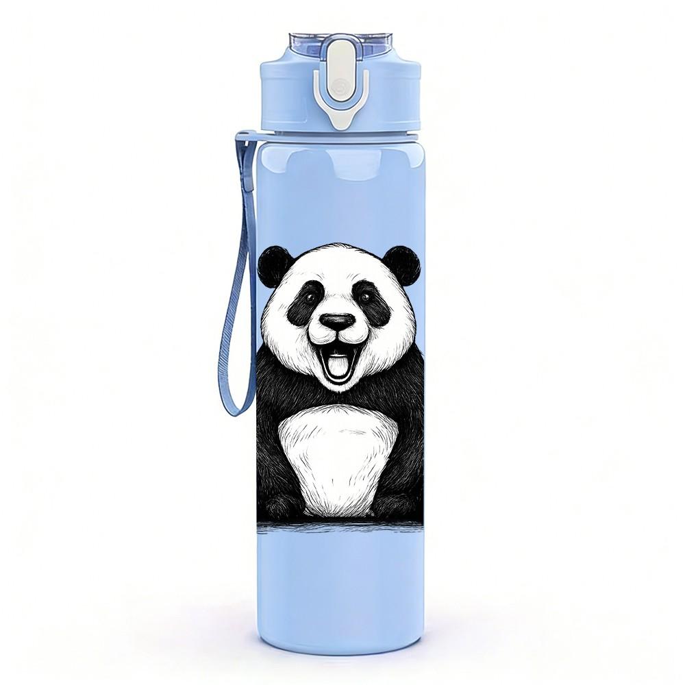 1PC Giant Panda Bear 750ml Color Plastic Sports Water Bottle Leakproof Flip Straw Lid Suitable for Sports Office Home Use