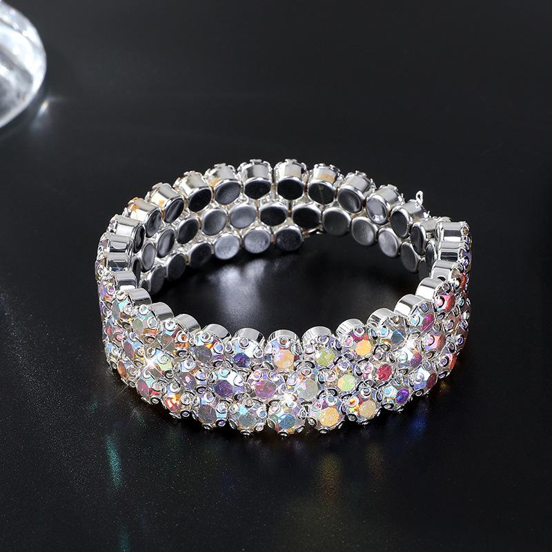Bridal Bracelet AB Rhinestone Wrapped Full Diamond Open Bracelet Crystal Bracelet Accessories