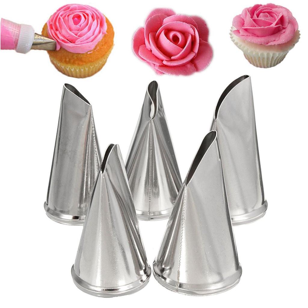 Buy 5 Patten Stainless Steel Icing Nozzle Thermostable Rose Petal