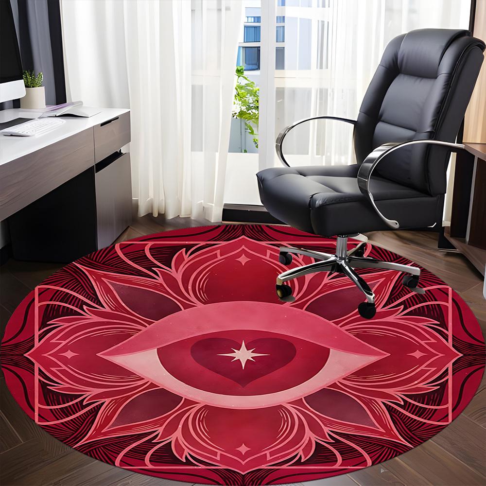 1pc Eye Heart Office Round Area Rug, Mat Suitable For Office, Under Office Chairs Bedroom Living Room Home Decor, Room Deco