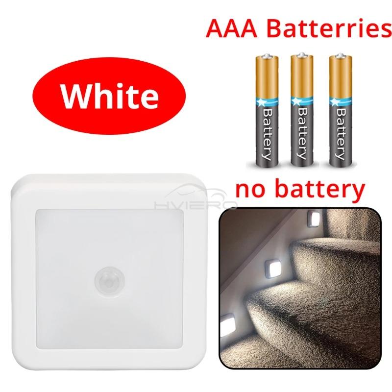 Inteligentne nocne światło LED z czujnikiem ruchu - Zasilane bateryjnie, Ciepłe białe światło, Do montażu na ścianie wewnątrz, do sypialni, korytarza