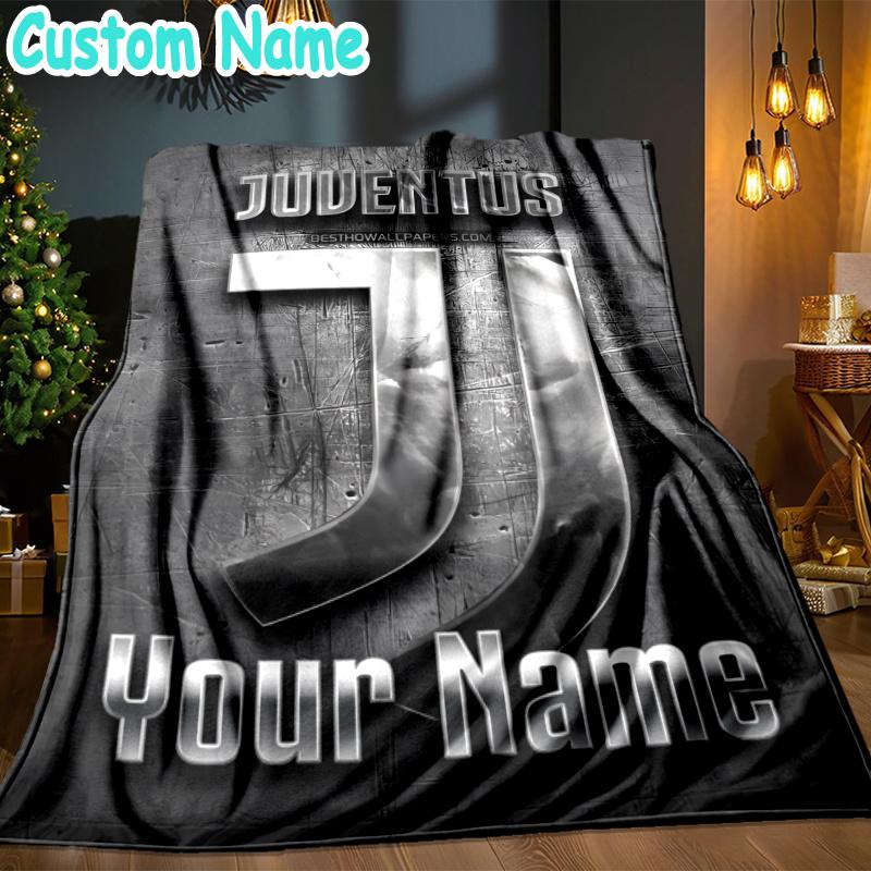 Benutzerdefinierte Decke Juventus FC - Perfekt für Sofa, Bett, Büro und Reisen im Freien - Ideales Geschenk für Weihnachten & Feiertage