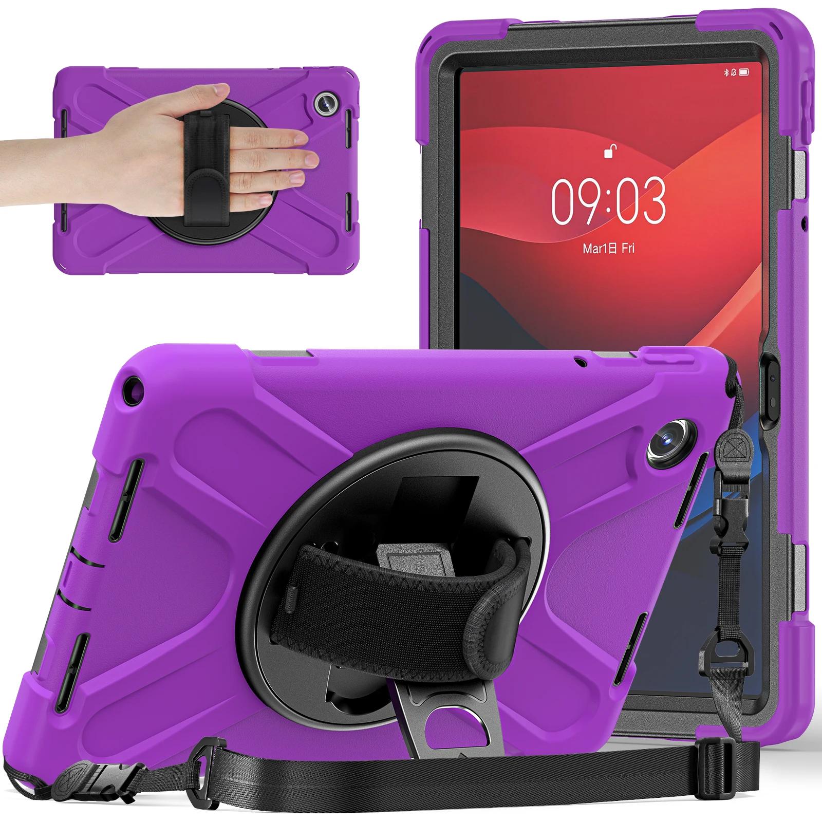 Étui Pour Lenovo Tab M11 K11 Xiaoxin Pad 11  TB330FU 331FC 360 Support Rotatif Housse Blindée Avec Sangle à Main et à Épaule K11 TB-330XU violet