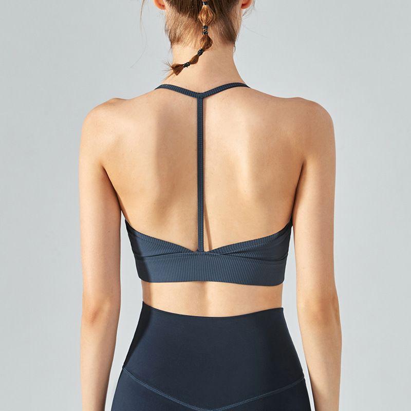 With Chest Pad Spring and Summer New Arrival T Shape Back Exercise Underwear Bra Running Shockproof Female Gym Top Outwear Beauty Back