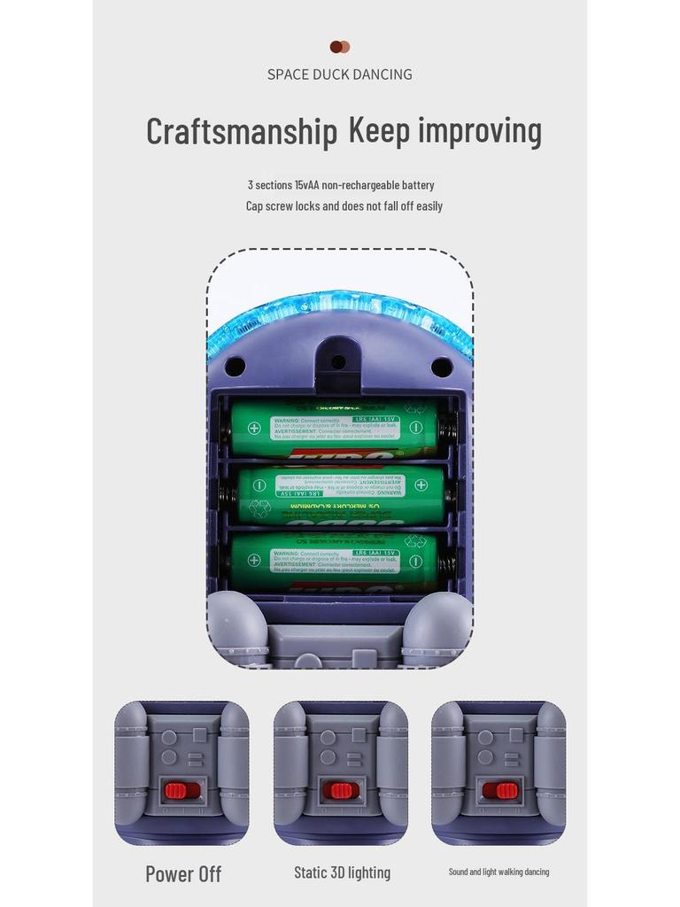 Electric Space Duck Dancing Toy for Babies and Kids (6+ Months) – Singing Robot Duckling