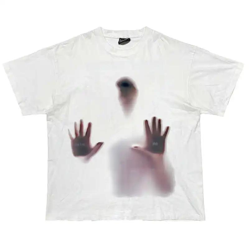 Illusory Portrait Beauty Tide Oversize Hip-hop Men Clothes Fashion Summer T-Shirts Streetwear 100% Cotton Loose Tops Breathable