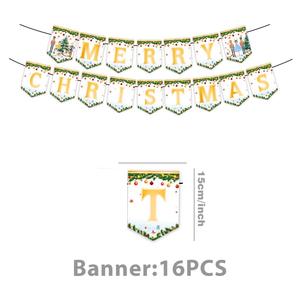 Christmas Themed Party Supplies White Nutcracker Tableware Party Atmosphere Arrangement Props Banner Tablecloth