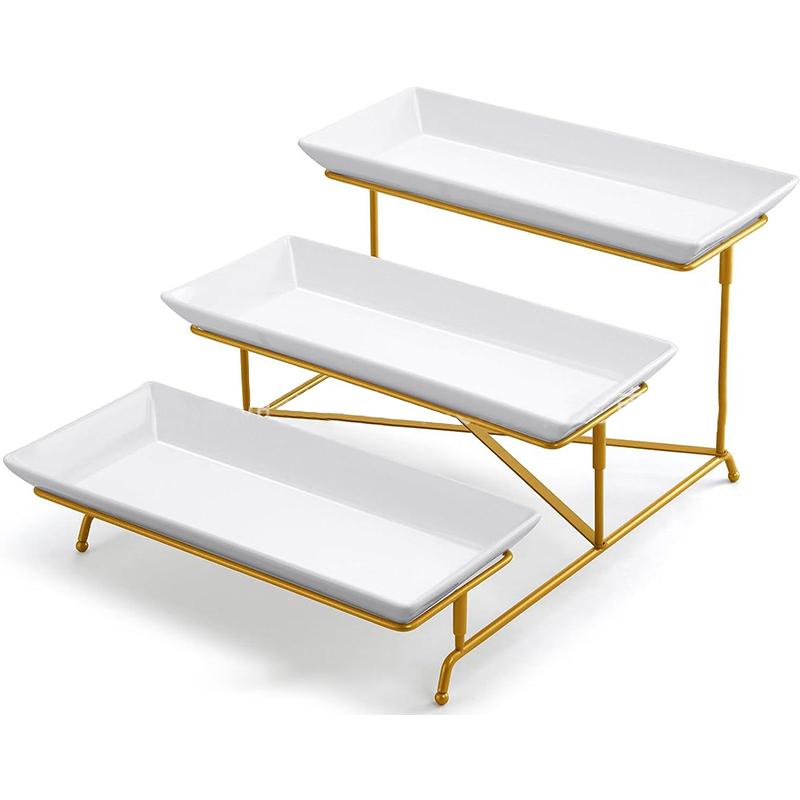 Platter Stand Serving Tray Rack 3 Layer Display Tray Rack Dish Shelf Organizer Food Dish Display Stand Kitchen For Dessert Tray
