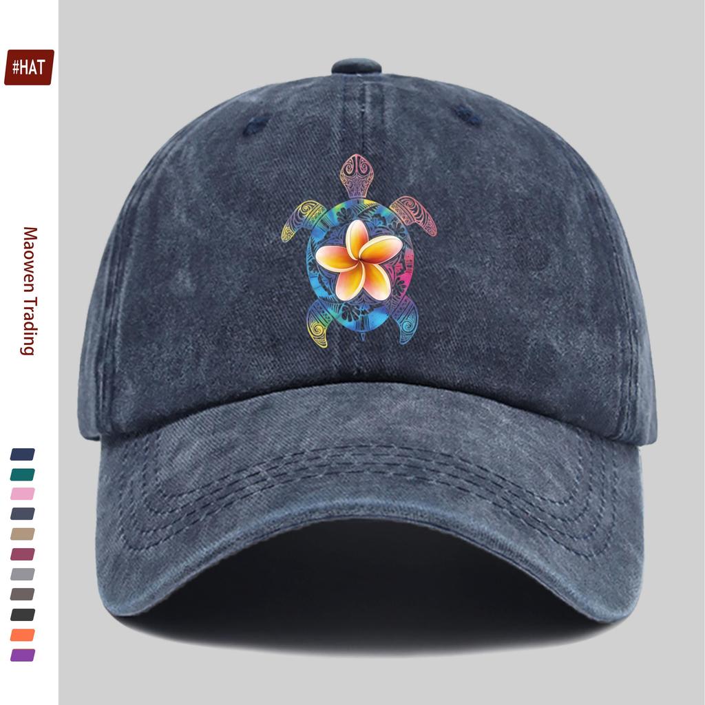 Pc Blumen-Gradient Schildkröte Mode Buchstaben-Druck Basecap mit Mehrfarbigem Schildkröten-Druckdesign Sonnenhut Unterwasserwelt