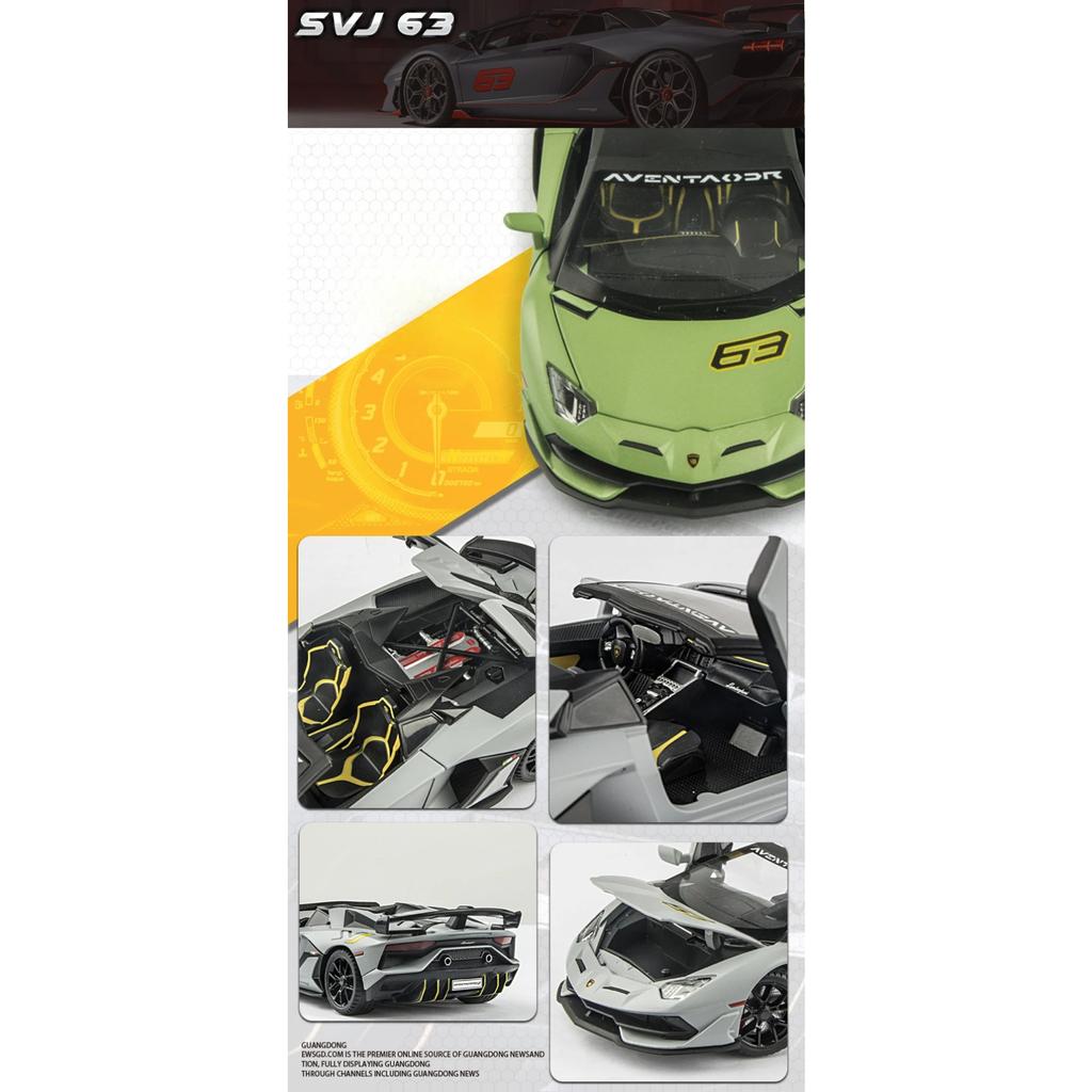 1/24 Scale Lambor Aventador SVJ 63 Super Car Model Sound Light Collection Metal Diecast Toys Vehicles Kids Boys Gift Decoration