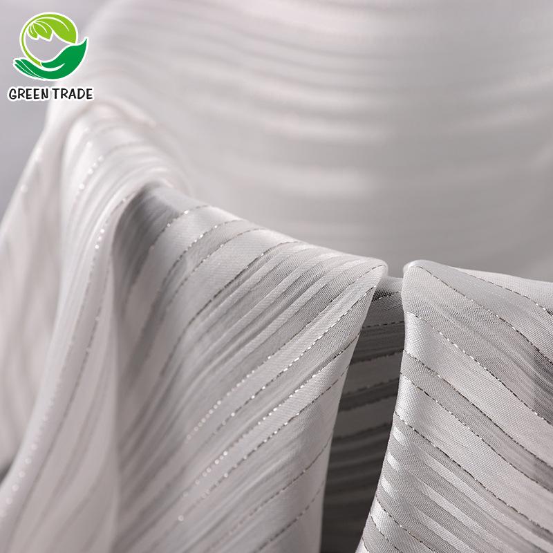 Silver Silk Chiffon Crinkle Wide Strip Fabric for Headscarf or Hanfu Costume