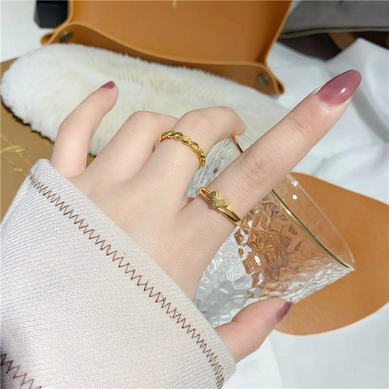 Gold Fashionable Plated Adjustable Heart Twisted Ring Unique Design For Women Gifts