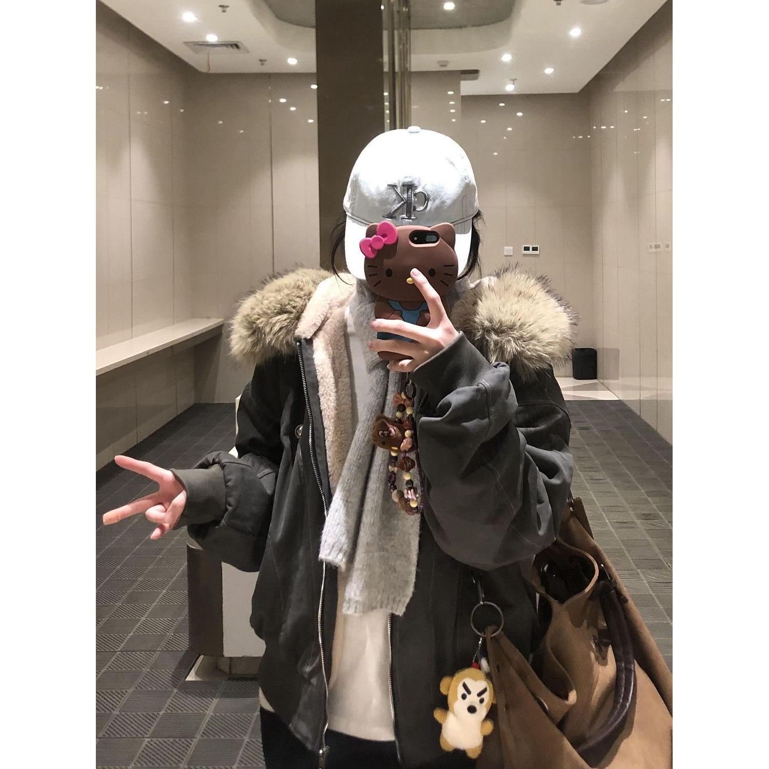 

Women s 2025 Winter Fur Collar Hooded Short Cotton Down Jacket - Warm Student Outerwear Default Option