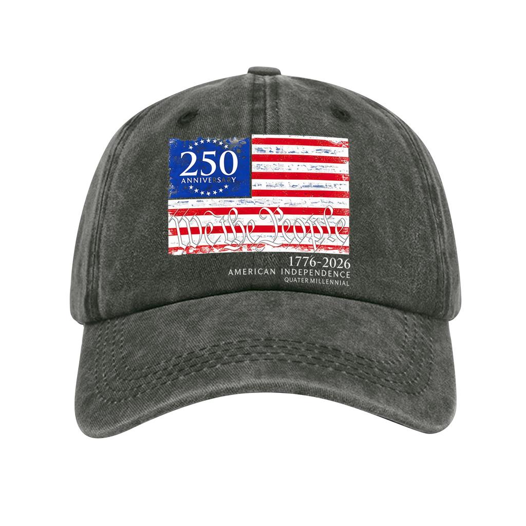 Adjustable Baseball Cap with 250th Anniversary American Independence Flag Print Unisex Casual Cotton Hat for Outdoor Activities