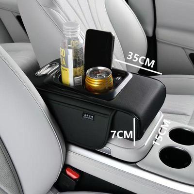 Tappetino ricaricabile in pelle per console centrale dell'auto con portabicchieri e porta telefono