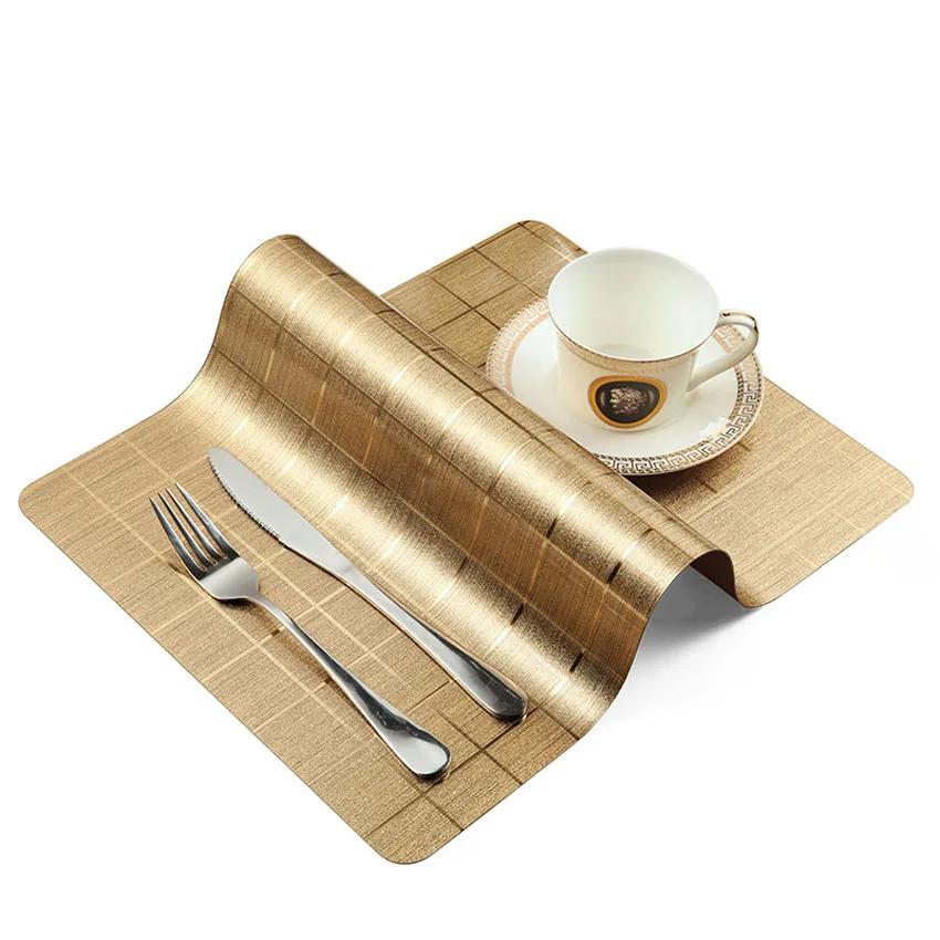 Waterproof Anti-oil Placemat PVC Dining Table Mat Golden Disc Pads Bowl Pad Coasters Table Cloth Pad Slip-resistant Pad 2/4/6pcs