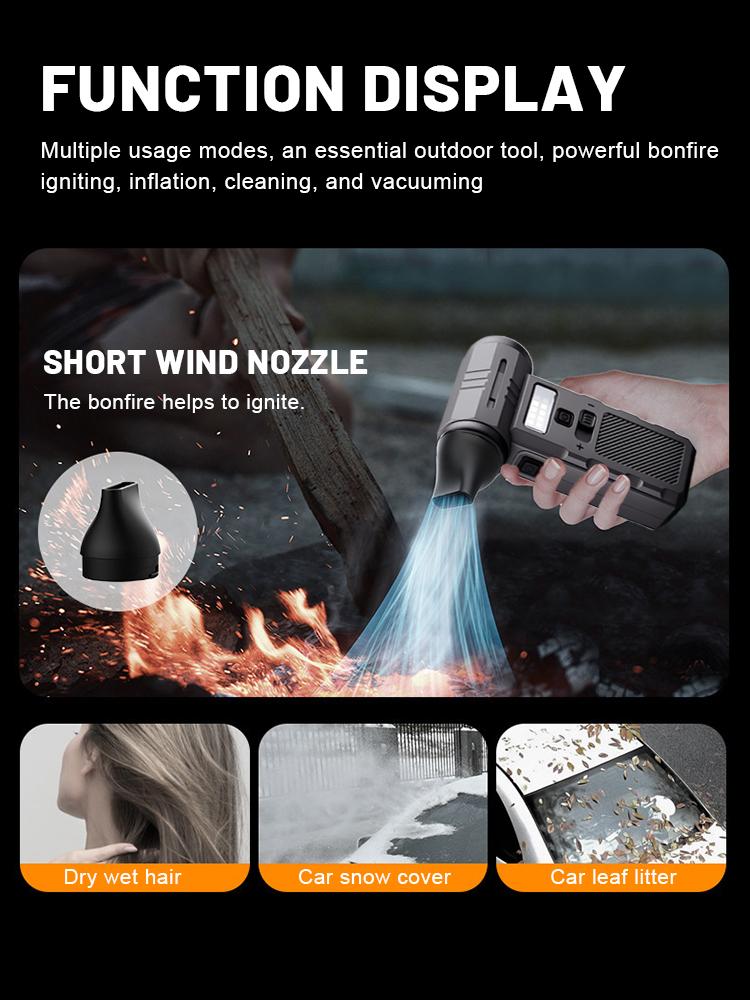 350000RPM Handheld High-Speed Turbo Fan Compact Portable Fan with Rechargeable Battery Air Blower Car Vacuum and Inflator SOS