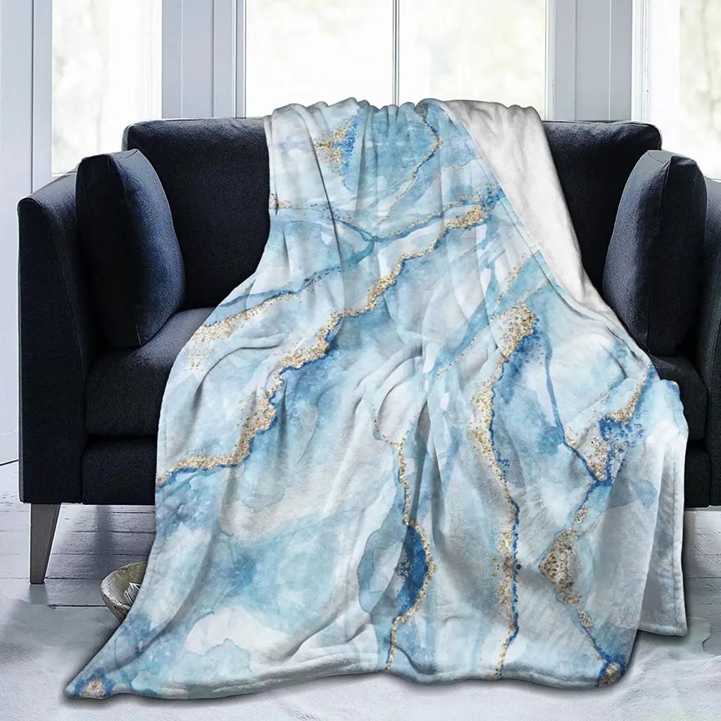 Marble Blanket Marbling Plush Nap Blanket Soft Lightweight Fluffy Flannel Fleece Throw Blanket for Sofa Couch Bed Camping Travel