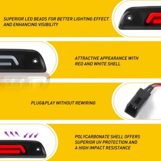 Smoked LED Third 3rd Rear Stop Brake Tail Light Lamp For 1995-2017 Toyota Tacoma