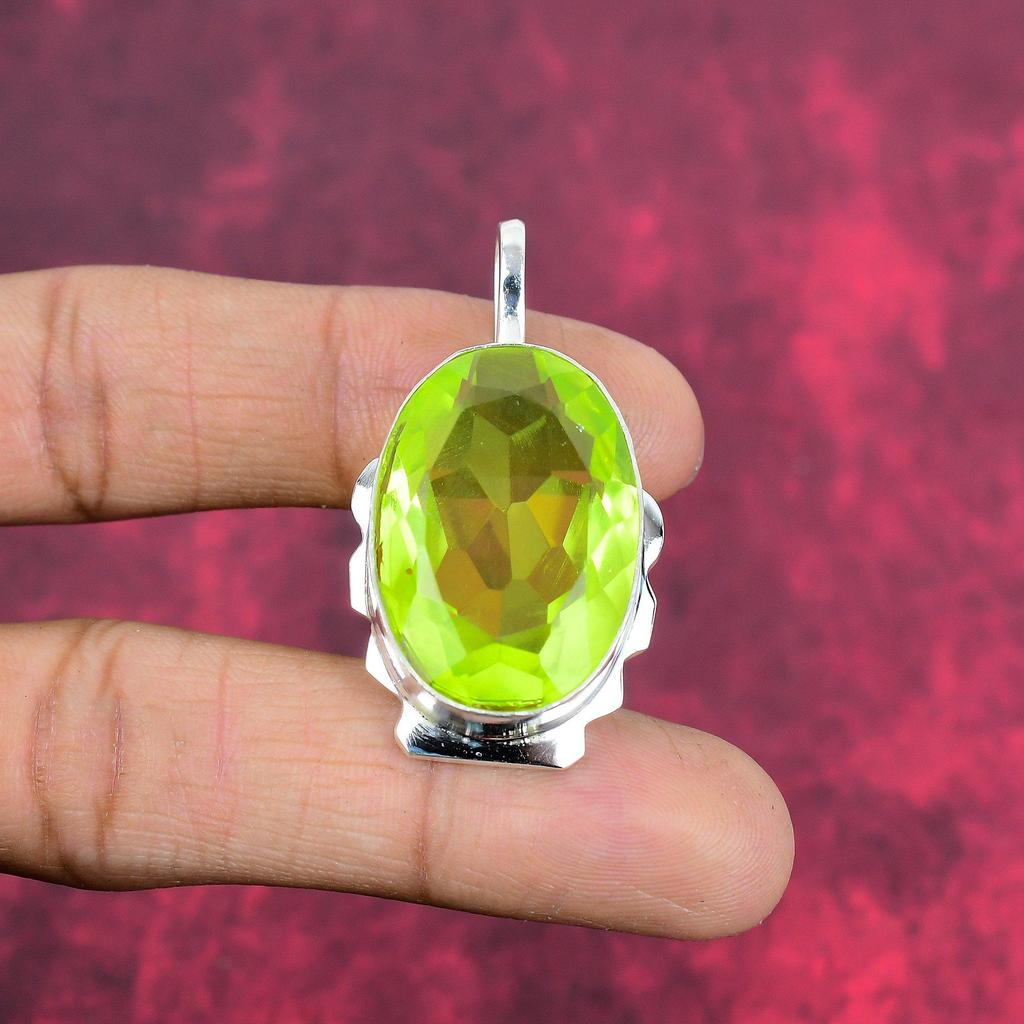 Pendentif Designer Topaze Citron, Pendentif en Argent Sterling Massif 925, Pendentif Fait Main Pour le Memorial Day