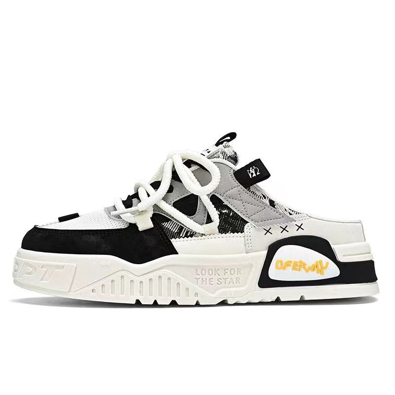 Baotou Half Slippers Men's Summer Outer Wear Lazy One Pedal Heelless Men's Shoes Mesh Board Shoes Teen Korean Version