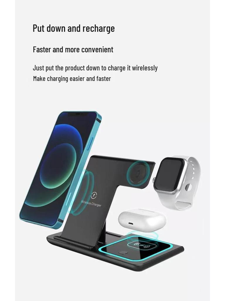 3-in-1 15W Wireless Charger: Fast Charge for Apple Phones, Watches, & Earbuds