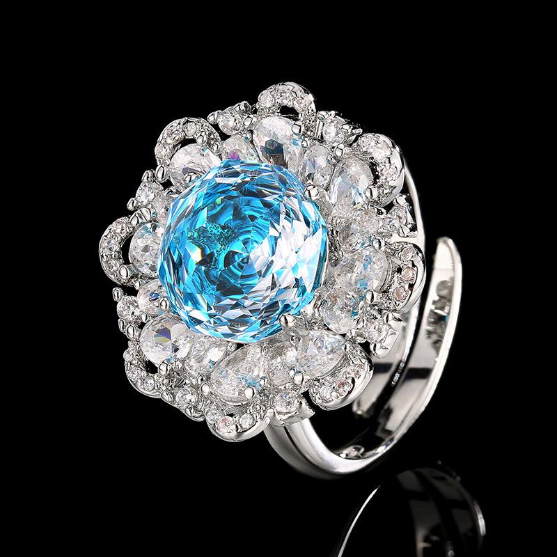 

Ювелирные изделия Медное основание Позолоченное Имитация Тысячелетия Морской Синий Цветочный Набор Главный Камень 12-10 мм