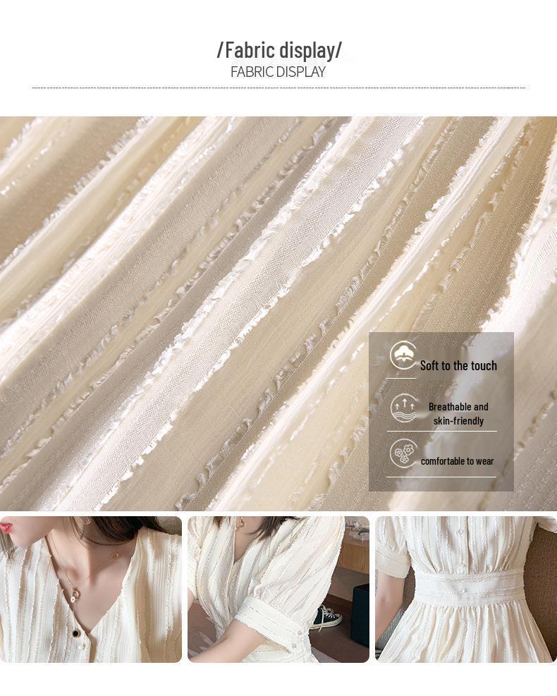 Elegant French Niche 2026 V-Neck Slimming A-Line Chiffon Dress for Women