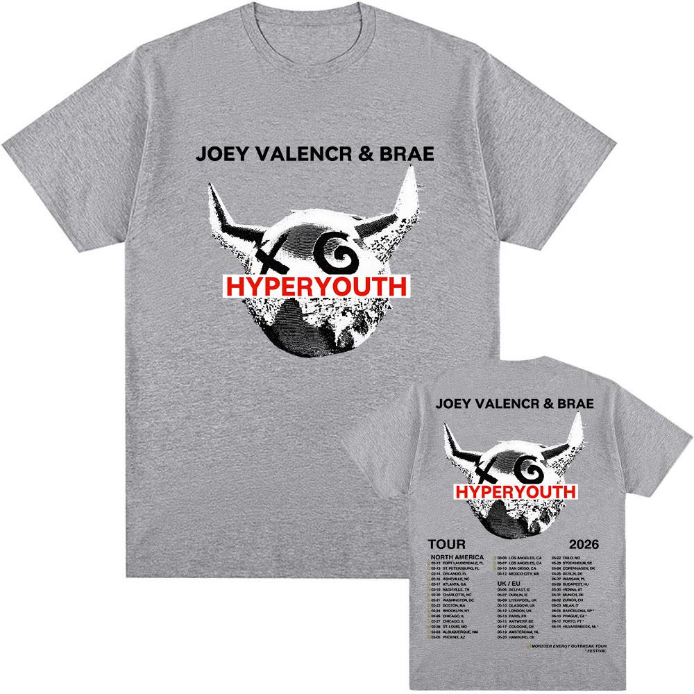 

Hyperyouth JVB Tour 2026 T-shirt Rock Band JOEY VALENCE & BRAE Design Print Tshirts 100%Cotton O-neck Fashion Male Tees Unisex Shirt XXL