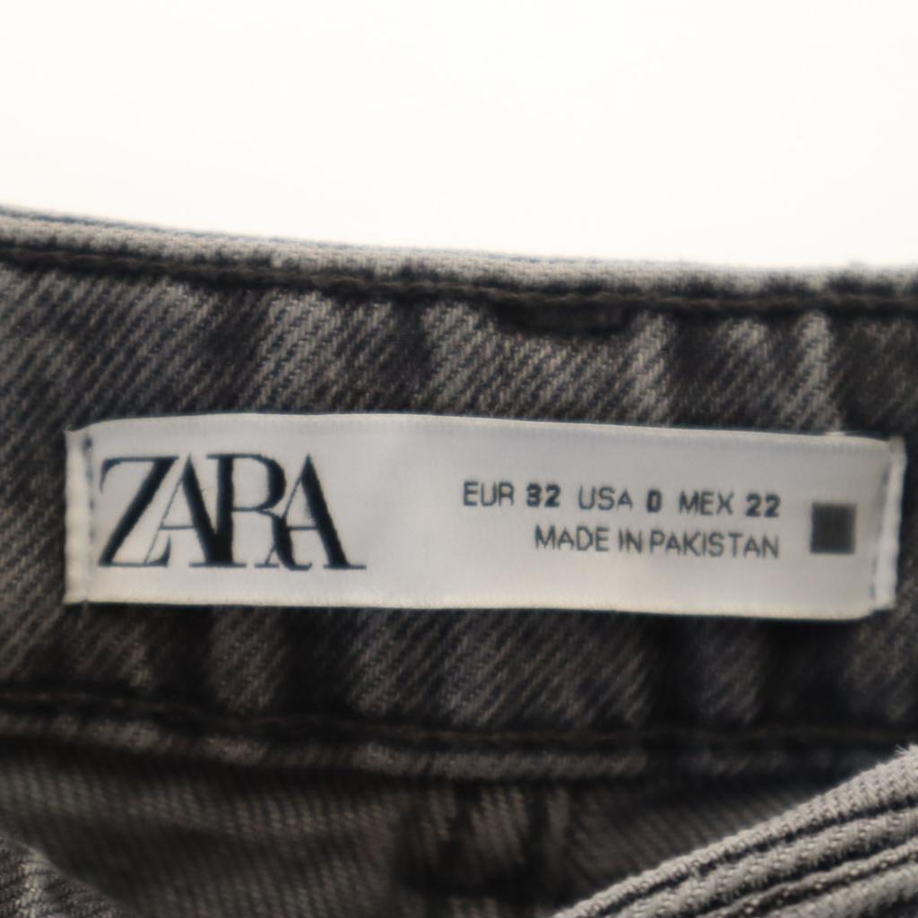 Unused ZARA Tapered Denim Pants 32 Gray Jeans Women Used