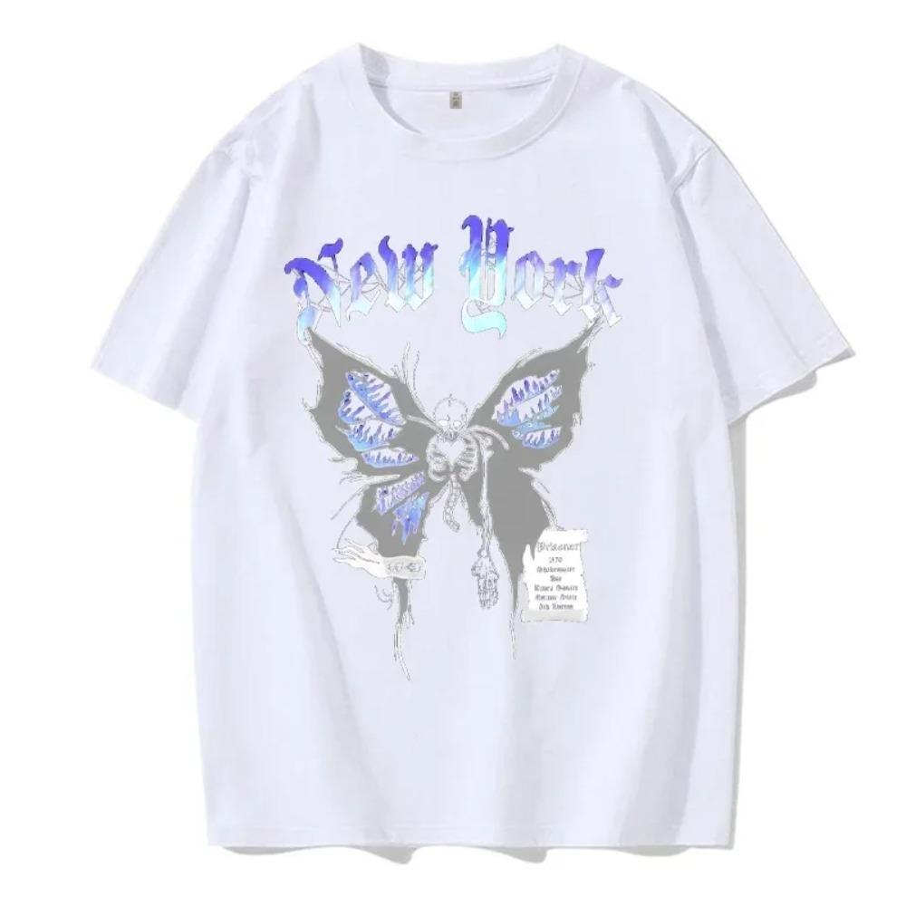 

Летняя мужская модная футболка с круглым вырезом в стиле хип-хоп и уличным принтом с принтом бабочек S