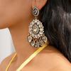 DIGADAGU Alloy Oval Rhinestone Geometric Dangle Earrings New Simple Retro Earrings Women Party Zircon Accessories