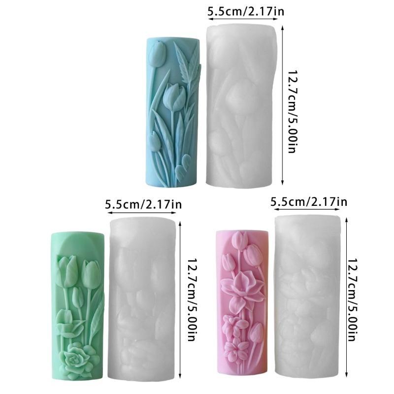 Silicone Molds Flowers Pillar Molds Epoxy Resin Molds Handmade Castings Molds Flower Cylinder Plasters Molds