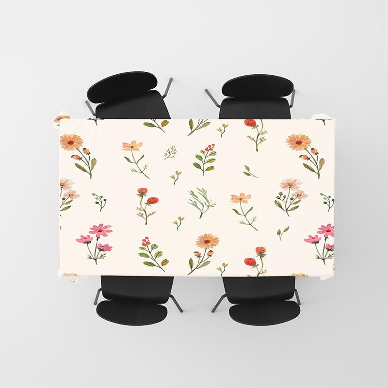 Floral Printed TableclothHome Decor Flower Print Rectangular Plastic Cover for Dining Room Decoration White, Pink, Yellow, Red 1