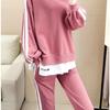 Women's Plus Size European & American Casual Sportswear Set - Autumn/Winter Long Sleeve Sweatshirt Two-Piece Set.