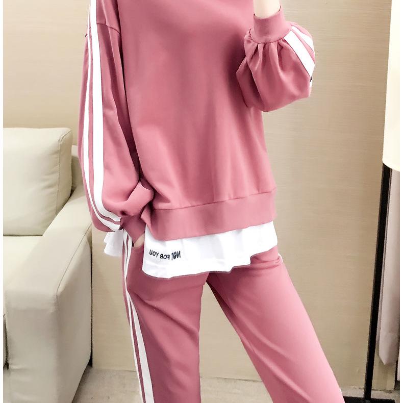 Women's Plus Size European & American Casual Sportswear Set - Autumn/Winter Long Sleeve Sweatshirt Two-Piece Set.