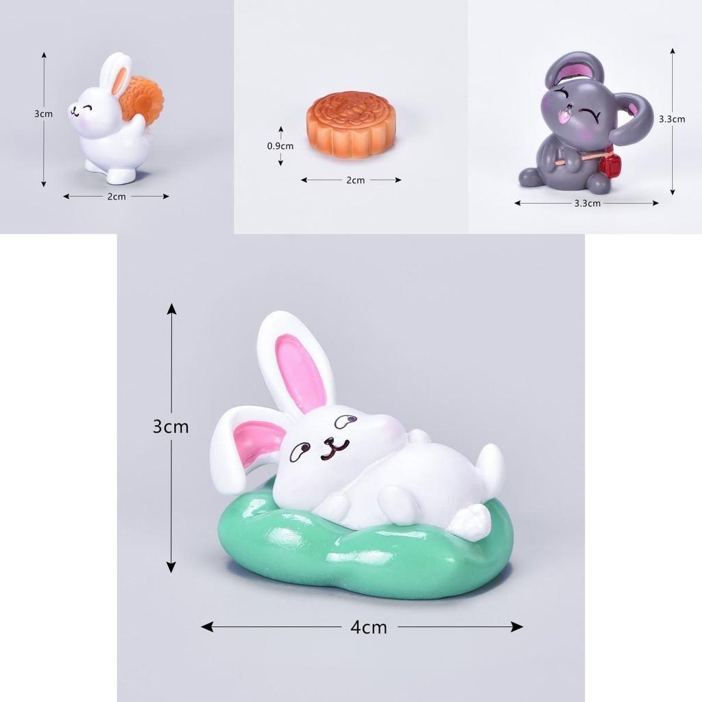 Lovely Resin Rabbit Eat Mooncake Micro Landscape Decor For Mid-autumn Festival Home Accents