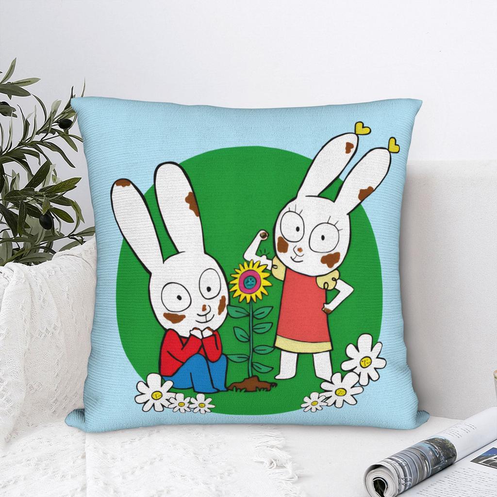Simons Super Rabbit Square Pillow Case Cute Bunny Cushion Cover Awesome Zippered Decorative Throw Pillow Case Cover for Bed