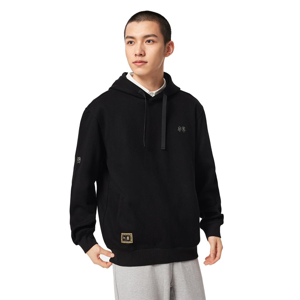 Li Ning Sports Lifestyle Series Loose Fit Pullover Hoodie With Embroidered Pattern Unisex Hoodies AWDVB33-4