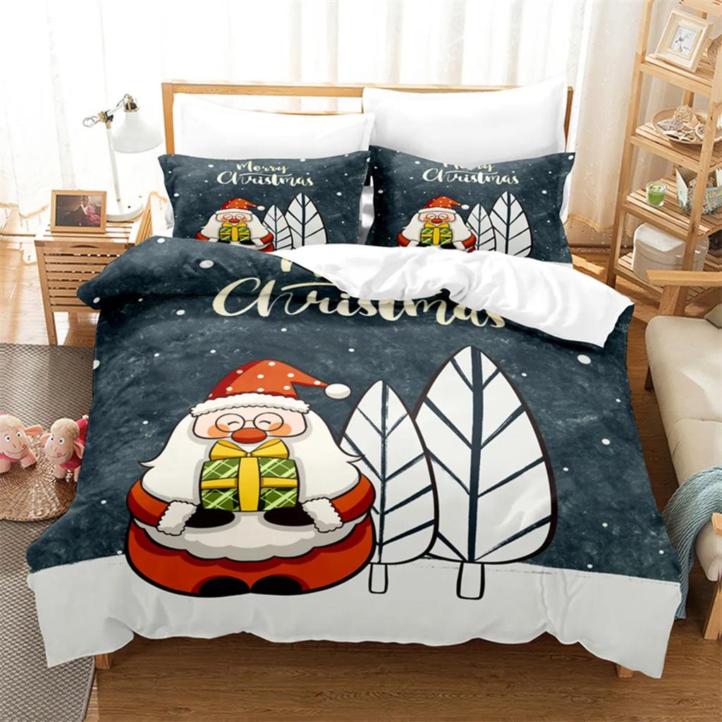 Cartoon Christmas Santa Claus Send Gifts Duvet Cover Digital Printing Christmas Tree Fashion Duvet Cover For Children Boys Girls