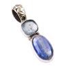 Natural Kyanite,Aquamarine Gemstone 925 Solid Sterling Silver Pendant 1.25" N8U08