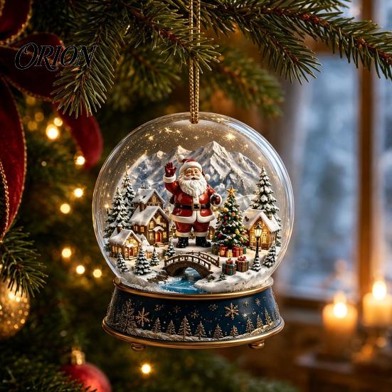Festive Party Hanging Ornaments Christmas Crystal Ball Style Pendant with Rope, 2D Flat Acrylic Holiday Decorations Ornament for Tree Decoration