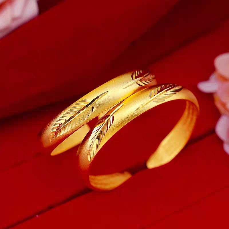 Leaf Gold Plated Fashion Bracelet, Female Ancient Fasha Gold Heart Sutra Live Broadcast, Same Style Bracelet, Six Character True Words Bracelet
