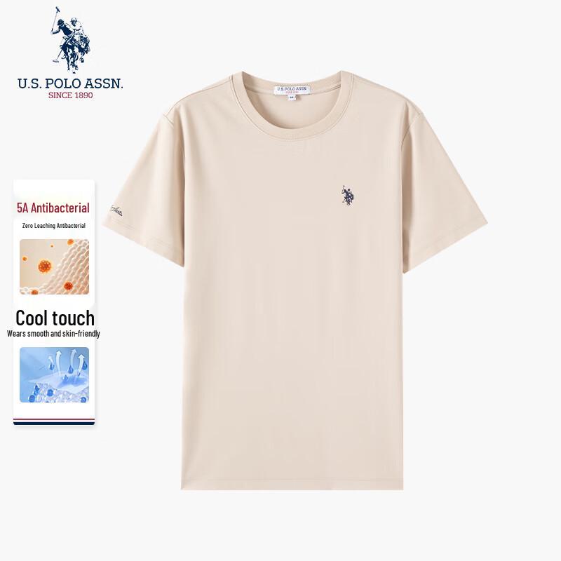 U.S. Polo Assn. Herren-T-Shirt mit kurzen Ärmeln aus flüssig-ammoniakbehandelter Baumwolle, kühlend