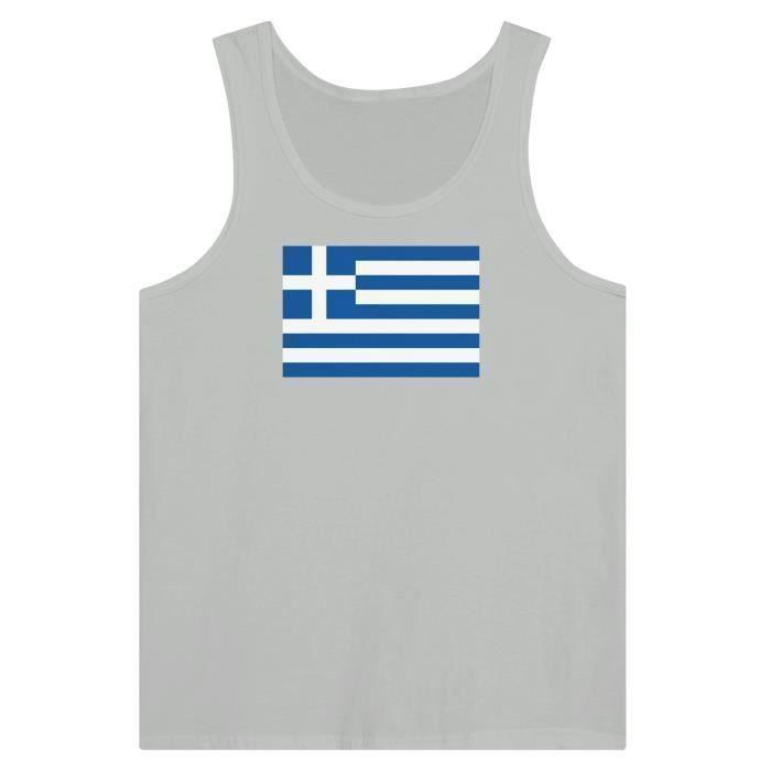 Débardeur - Drapeau de la Grèce - Gris - 100% coton - Coupe ajustée - Mixte