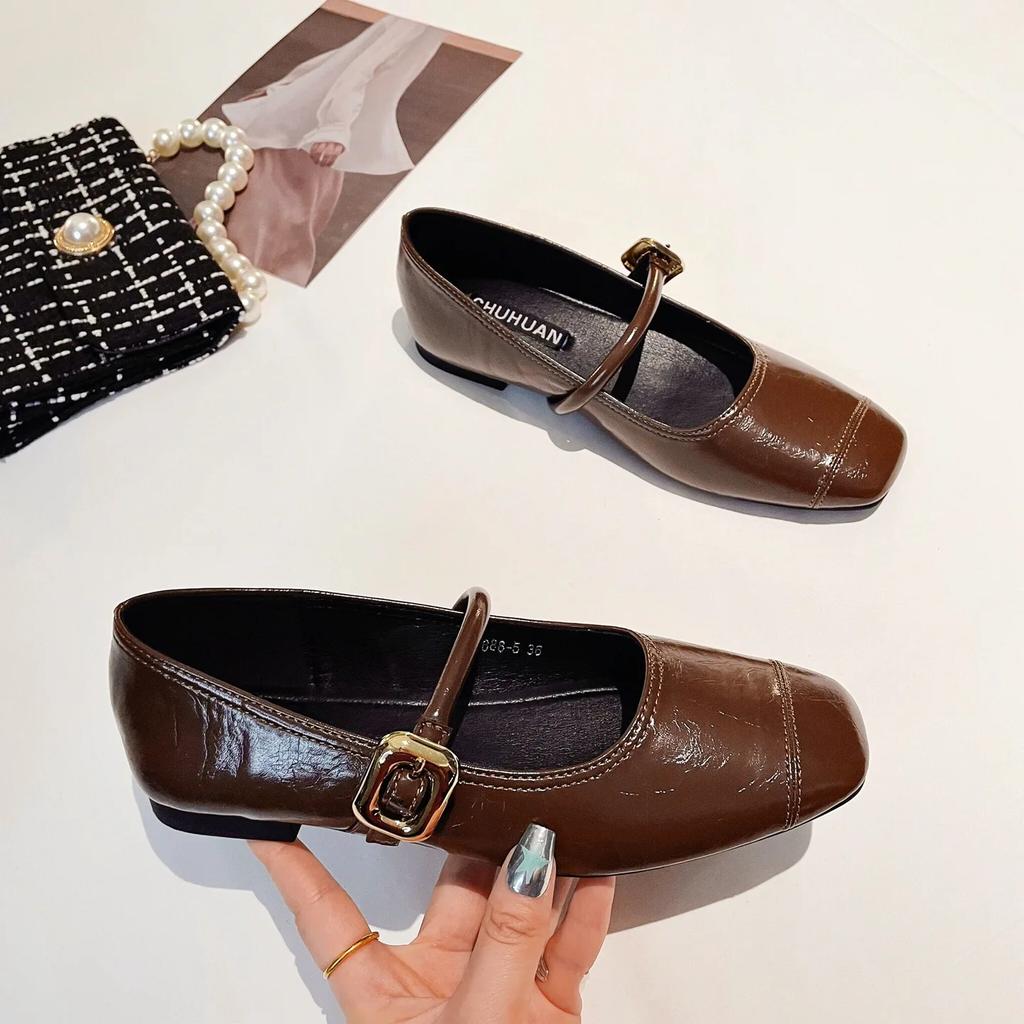 Fashion Flat Shoes Women's Spring Autumn Mary Jane New 2025 Red Plus Size Women's Shoes 41-43 Luxury Ladies Shoes Zapatillas